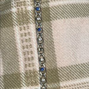 7in clear and blue crystal silver tone bracelet.